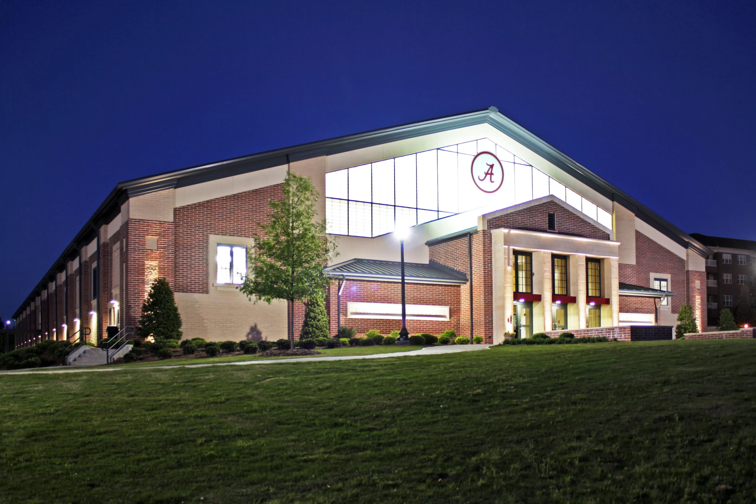 Indoor tennis facility out night